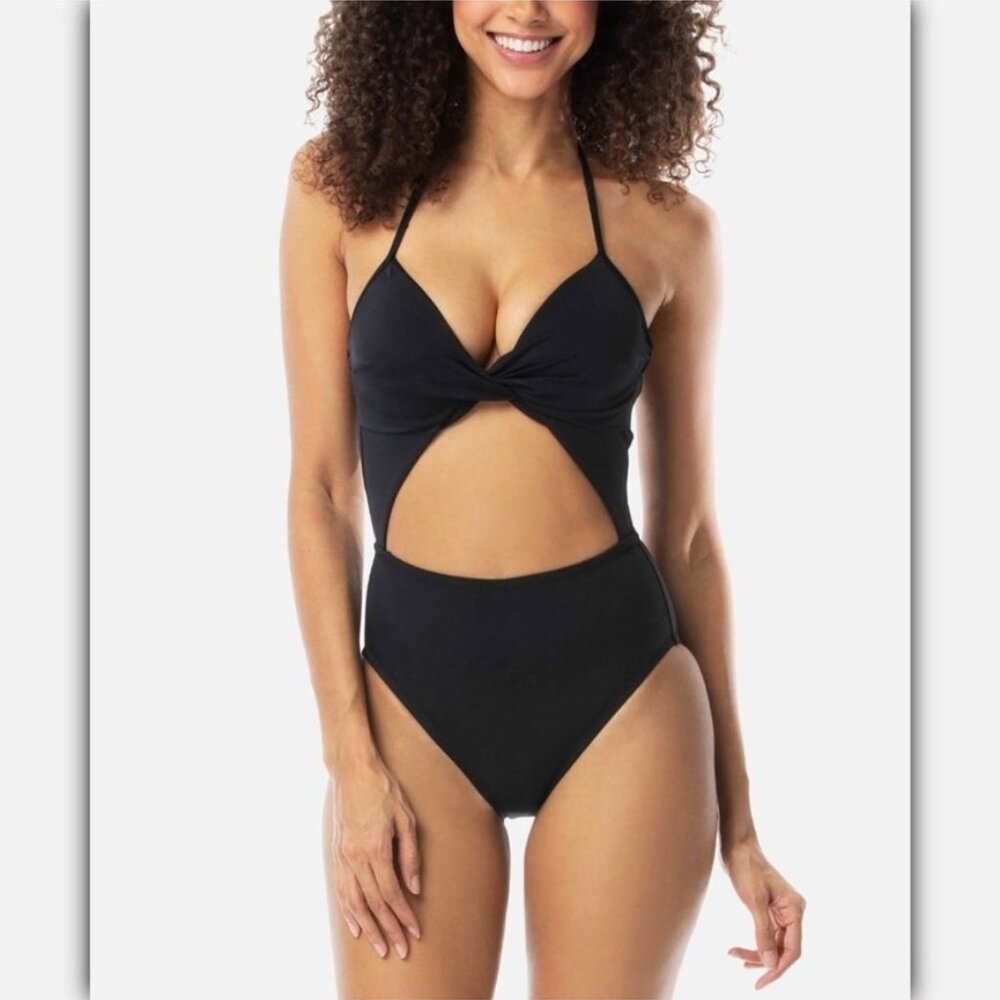 NWT Sundazed Swimsuit 34C Black Willa Twist One Piece Bra Sized Underwire
